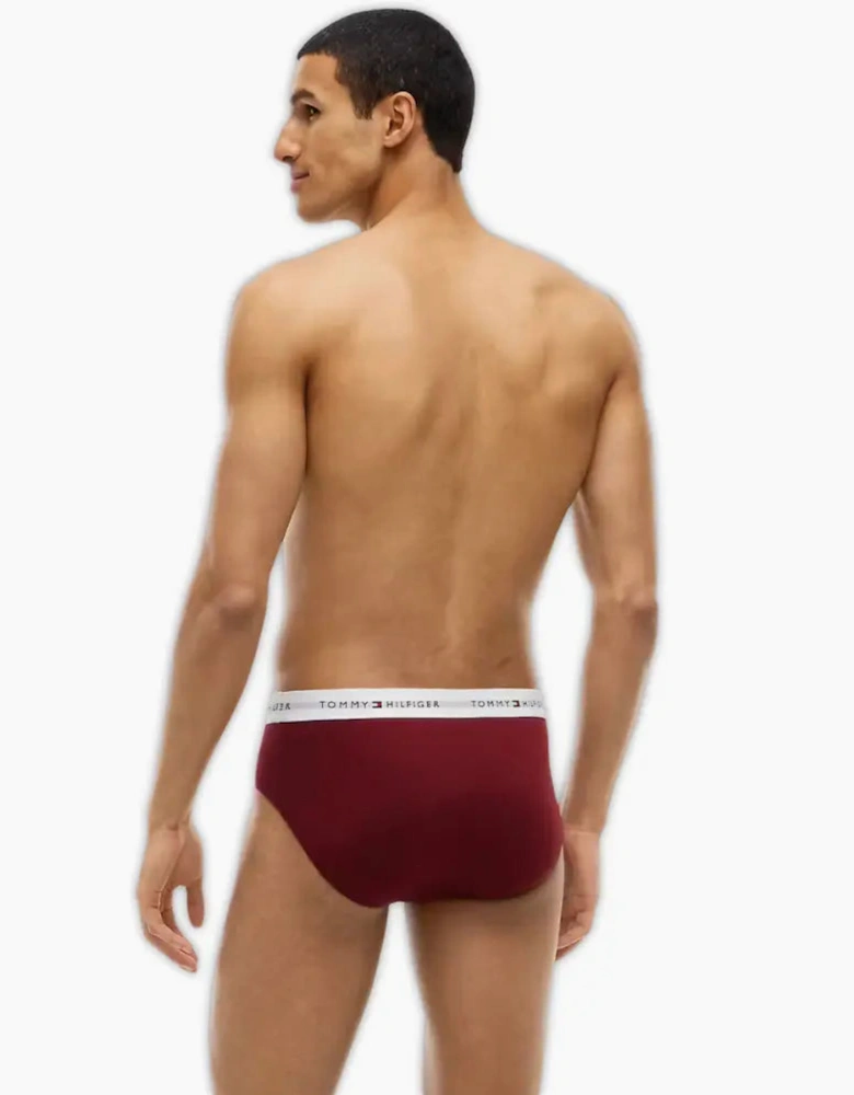 3-Pack Signature Cotton Briefs, Blue/Burgundy/Blue