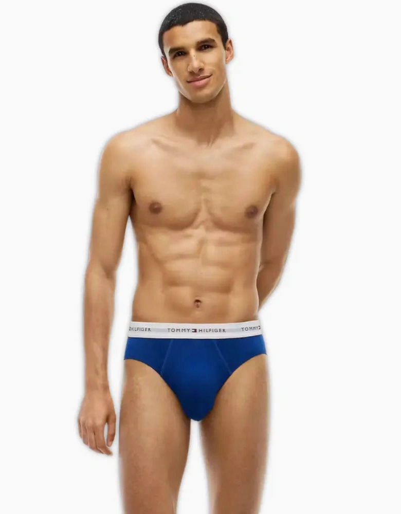 3-Pack Signature Cotton Briefs, Blue/Burgundy/Blue