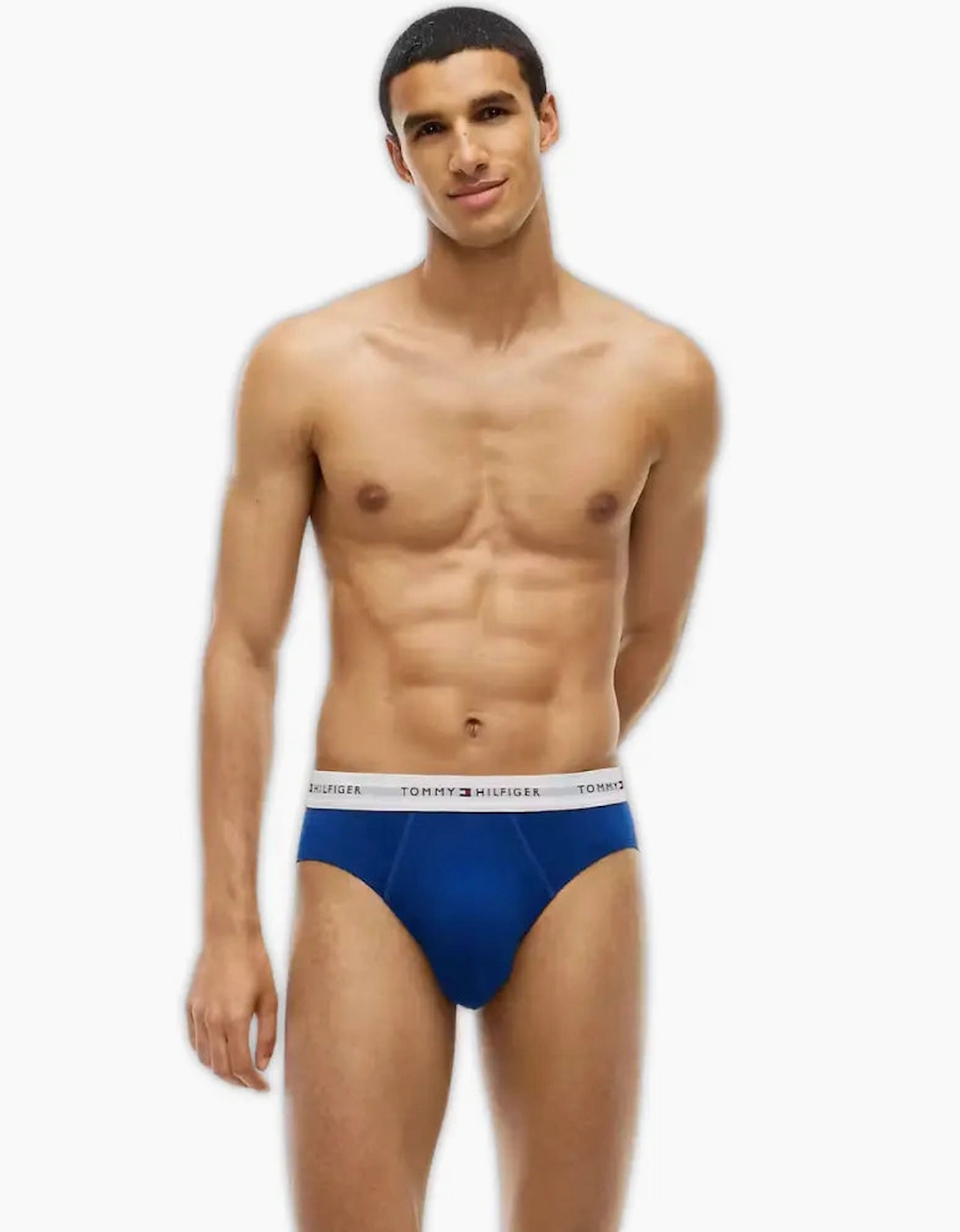 3-Pack Signature Cotton Briefs, Blue/Burgundy/Blue