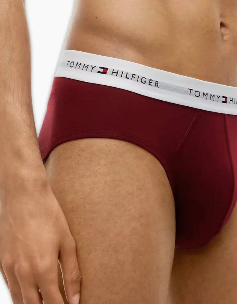3-Pack Signature Cotton Briefs, Blue/Burgundy/Blue