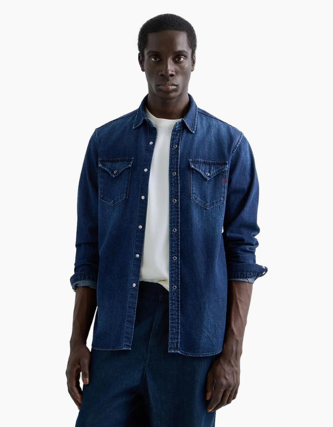 Replay Western Denim Shirt C007 Blue