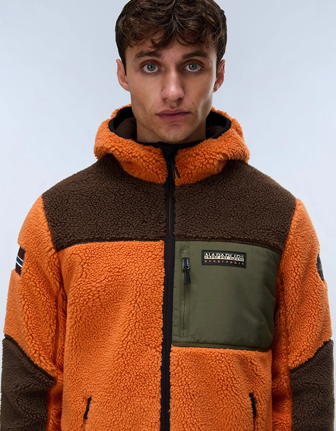 Men's Napapijri Yupik Full-Zip Fleece Hoodie - Orange - Size: 40