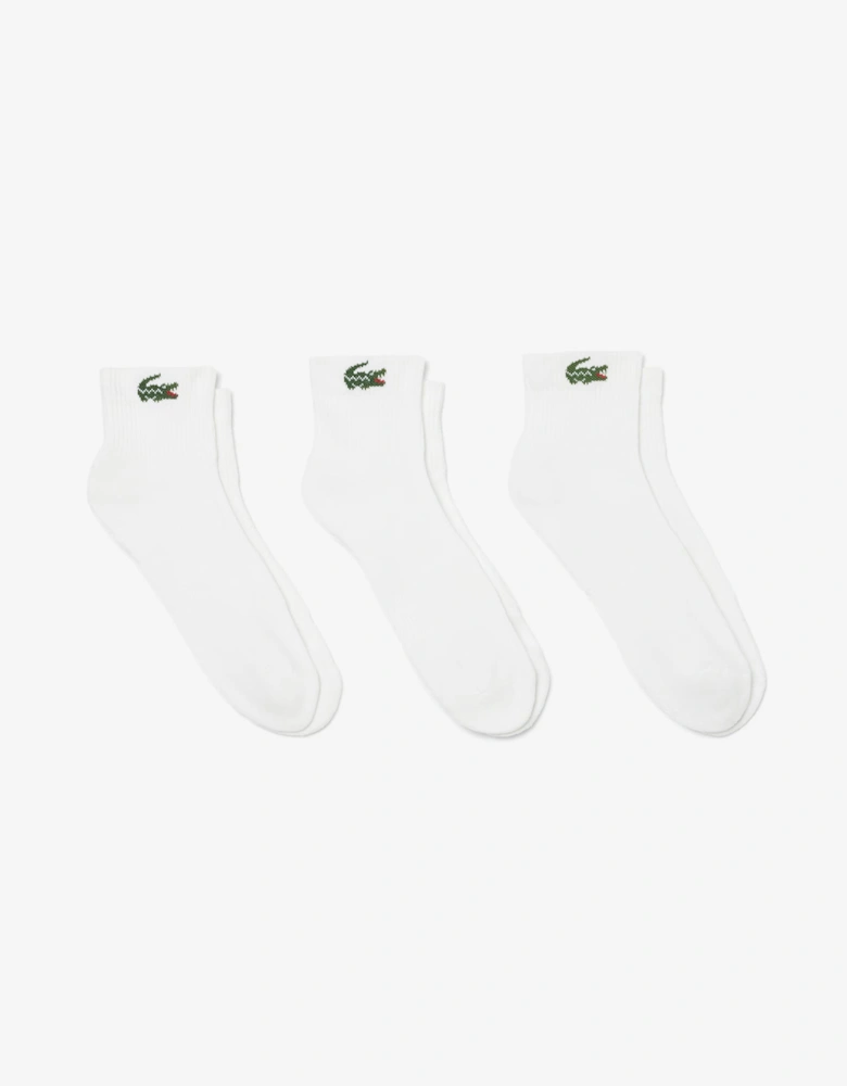 Lacoste 3-Pack Mid-Length Mens Sport Socks - White 001