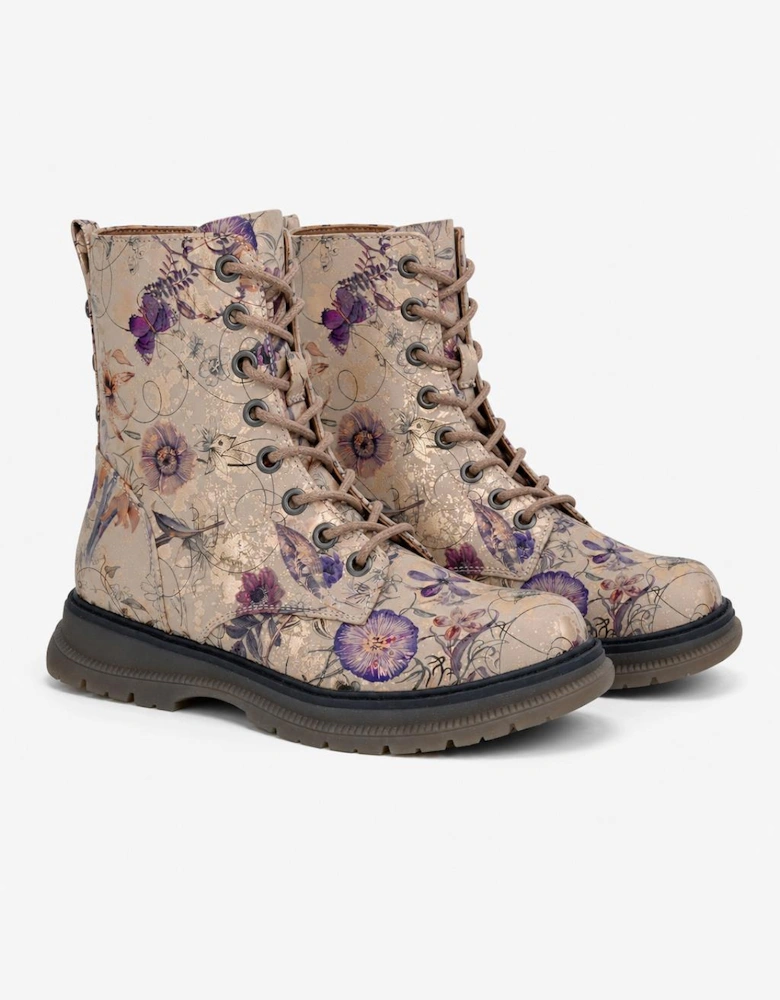 Cipriata ANNETTA Womens Ankle Boots Ecru/Gold/Floral