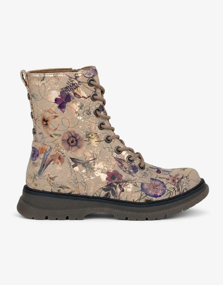 Cipriata ANNETTA Womens Ankle Boots Ecru/Gold/Floral