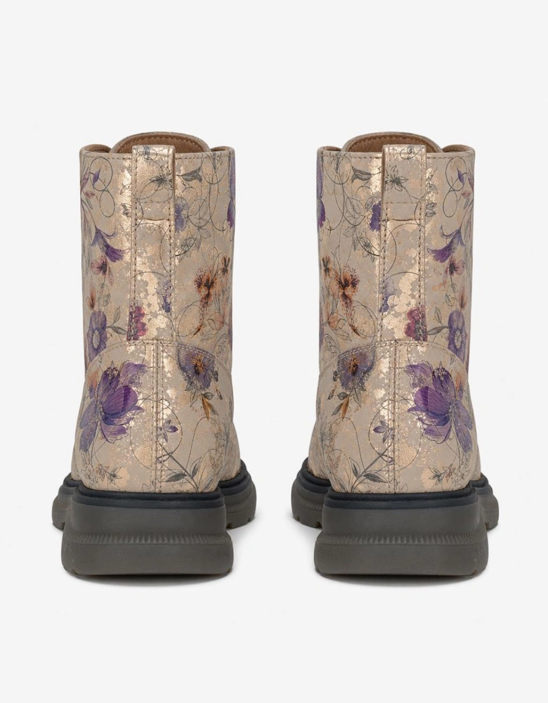 Cipriata ANNETTA Womens Ankle Boots Ecru/Gold/Floral