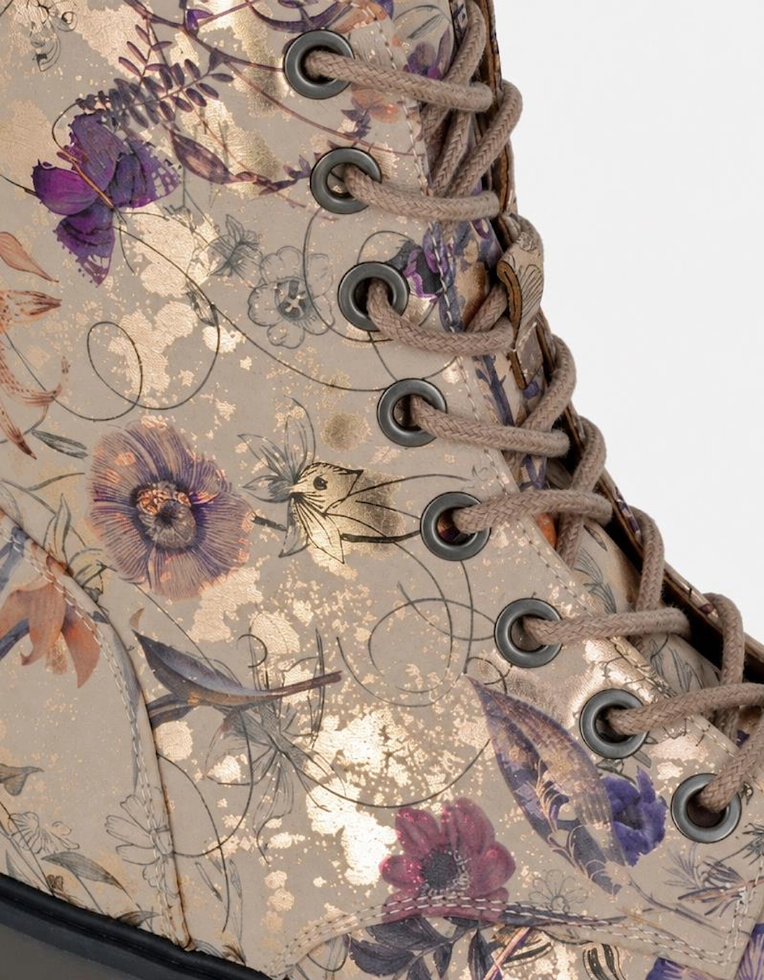Cipriata ANNETTA Womens Ankle Boots Ecru/Gold/Floral