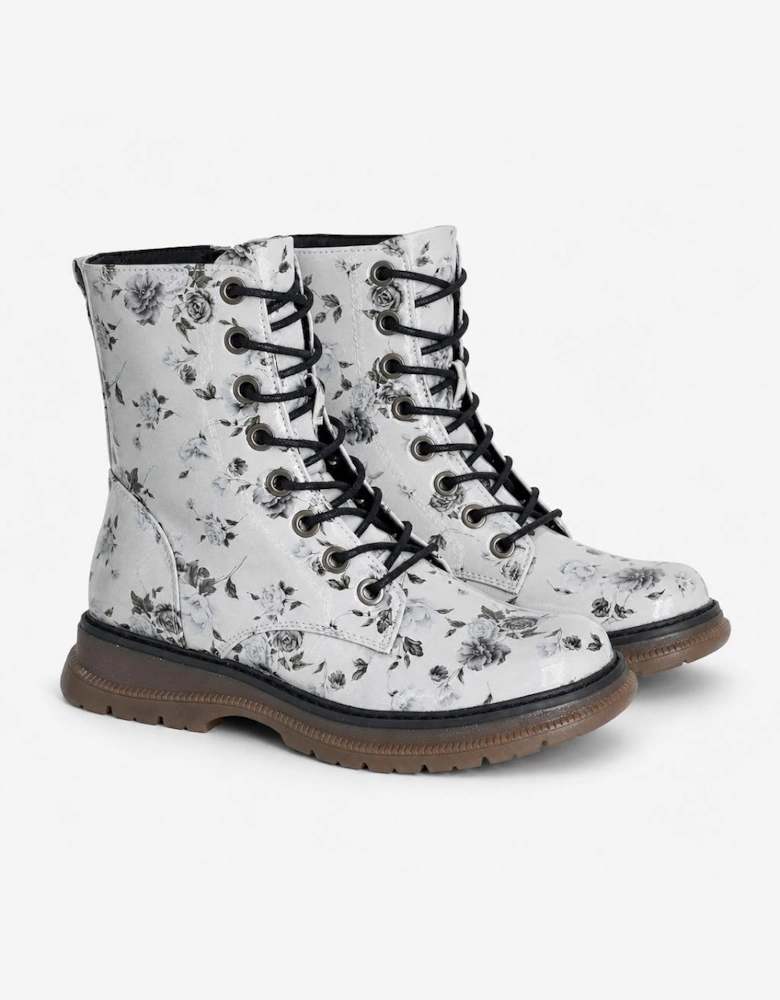 Cipriata ANNETTA Womens Ankle Boots Grey Floral Patent