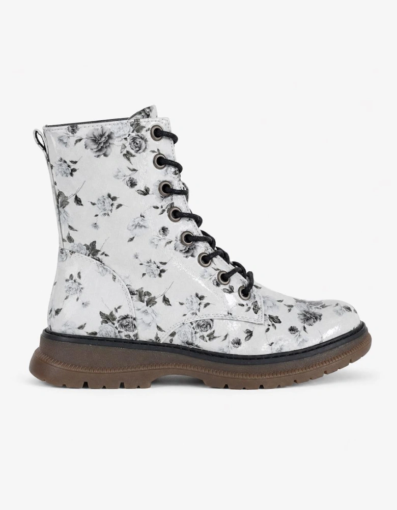 Cipriata ANNETTA Womens Ankle Boots Grey Floral Patent