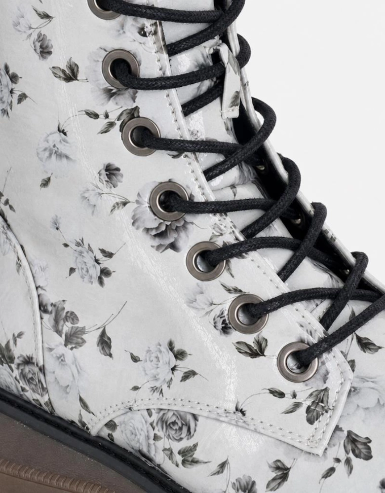 Cipriata ANNETTA Womens Ankle Boots Grey Floral Patent