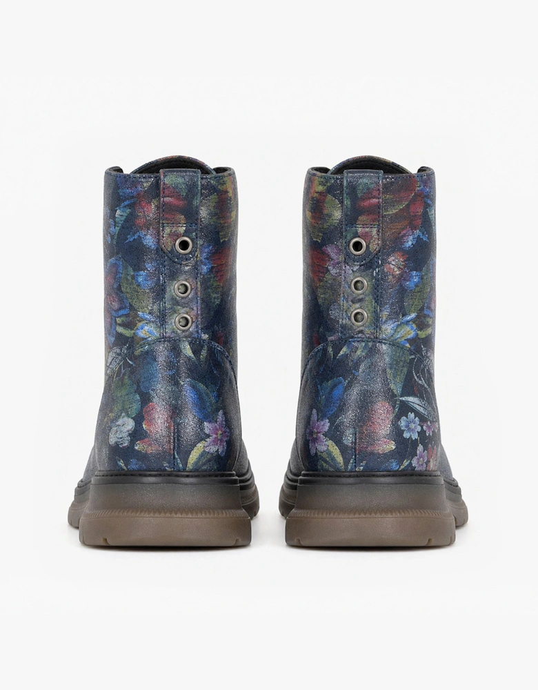 Cipriata ANNETTA Womens Ankle Boots Navy Blue Floral/Multi