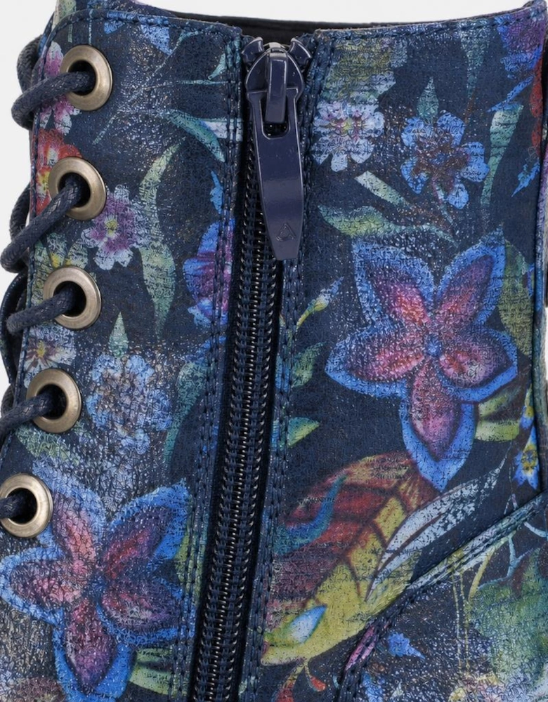 Cipriata ANNETTA Womens Ankle Boots Navy Blue Floral/Multi