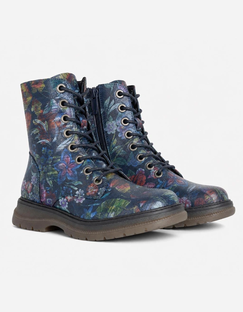 Cipriata ANNETTA Womens Ankle Boots Navy Blue Floral/Multi