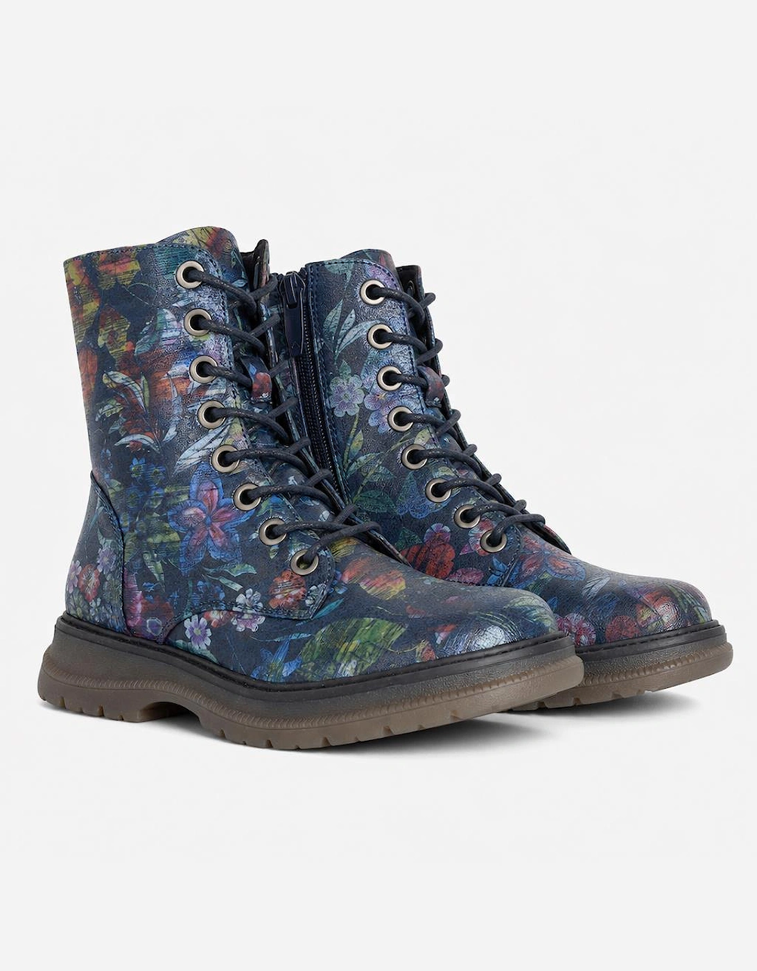 Cipriata ANNETTA Womens Ankle Boots Navy Blue Floral/Multi