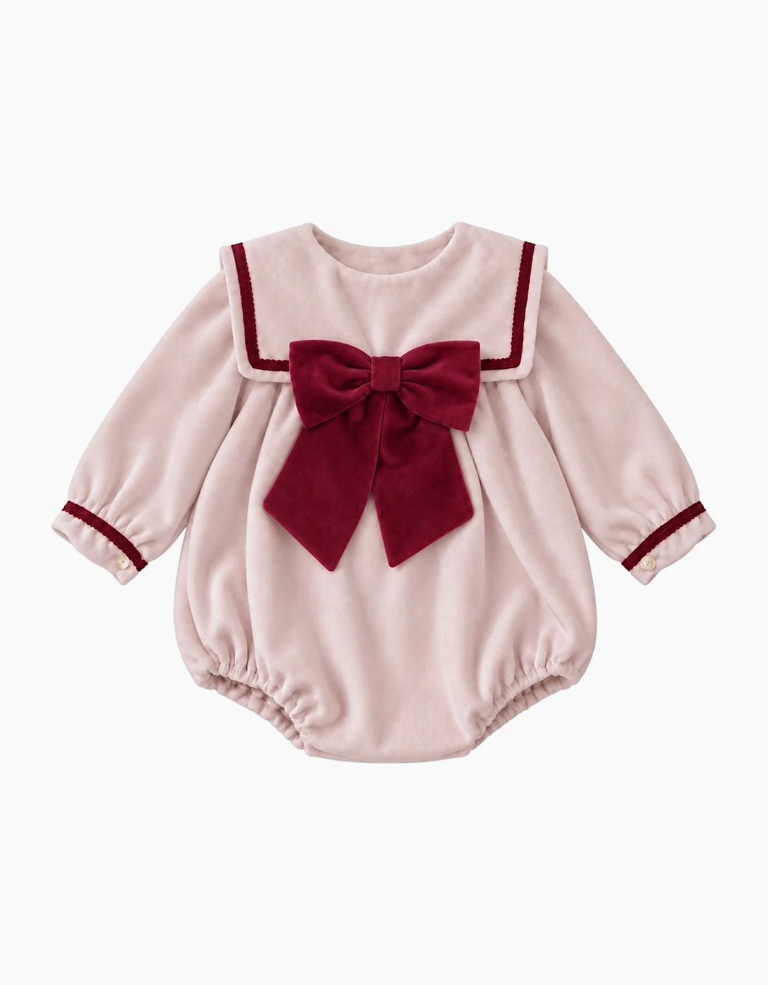 Girls Pink and Red Velour Romper