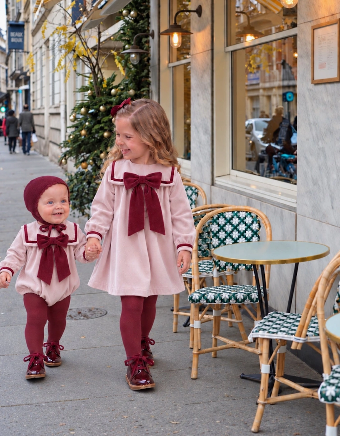 Girls Pink and Red Velour Dress