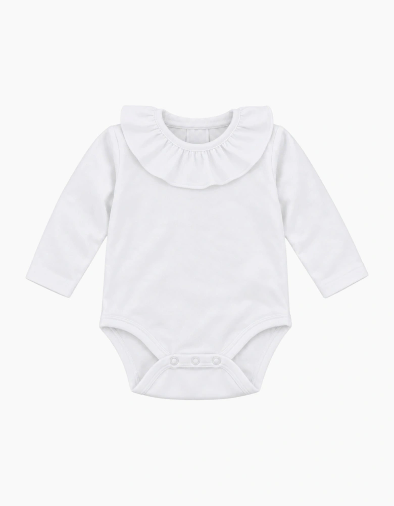 White Frill Collared Cotton Body Vest