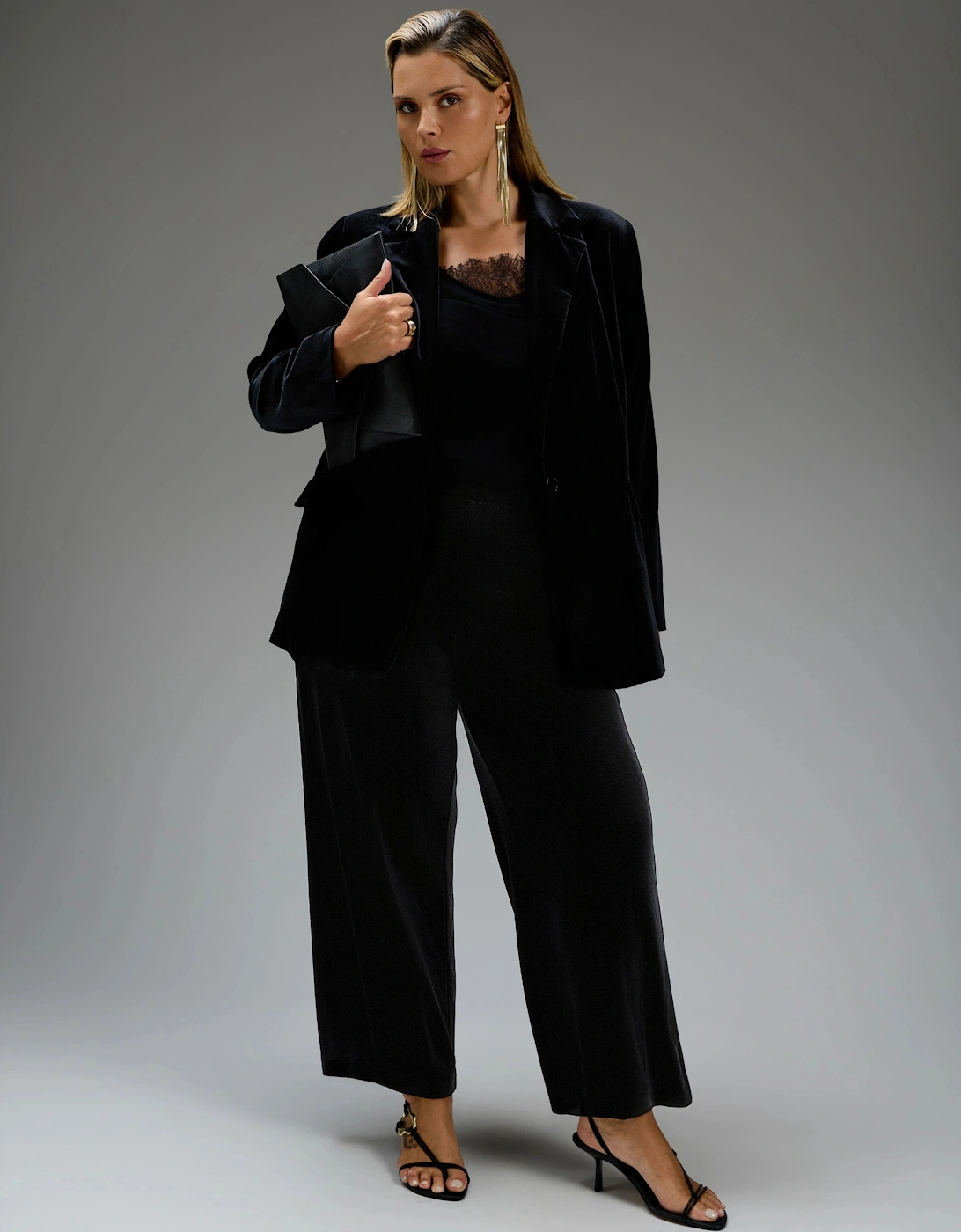 Black Velvet Single Breasted Blazer