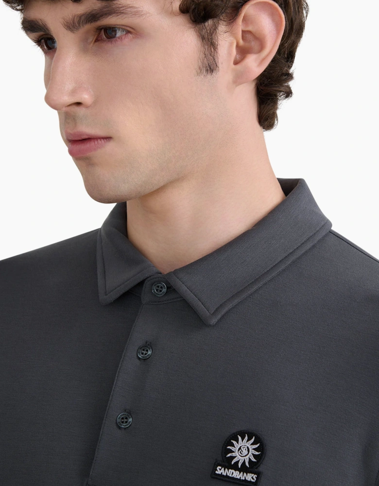 SANDBANKS MODAL LONG SLEEVE POLO | ANTRHACITE