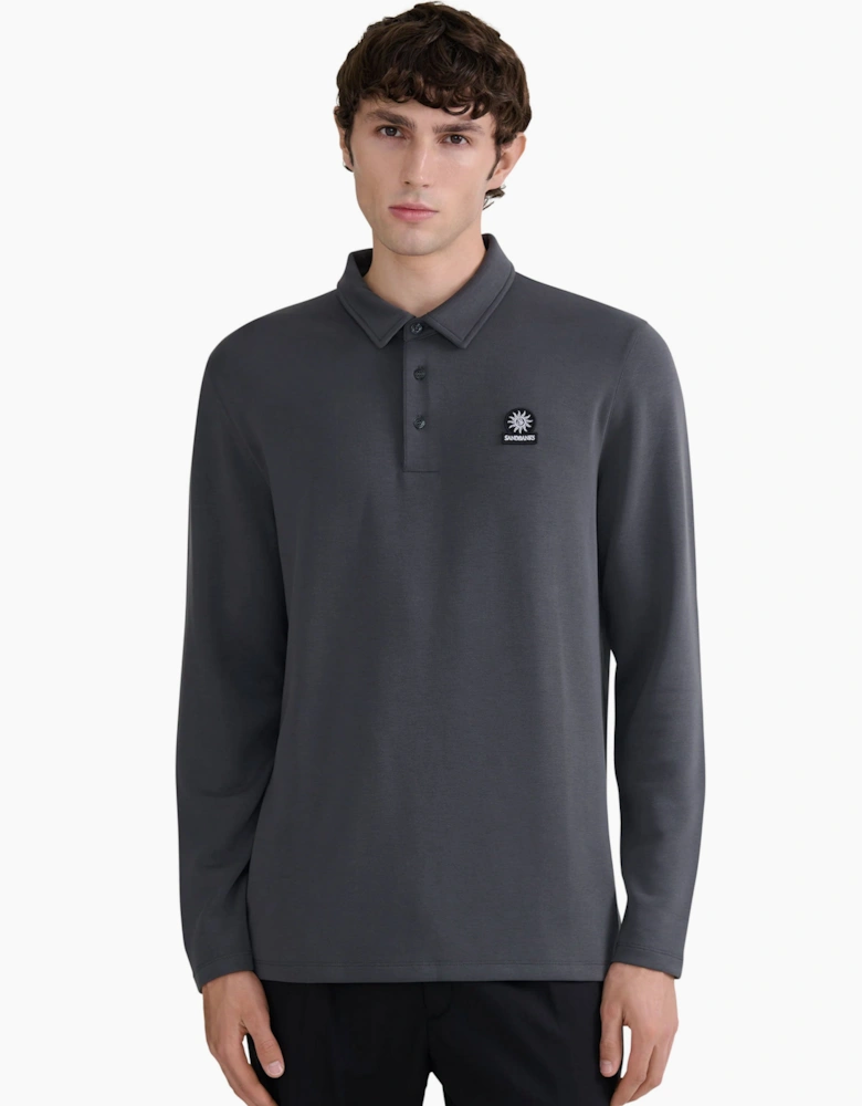 SANDBANKS MODAL LONG SLEEVE POLO | ANTRHACITE