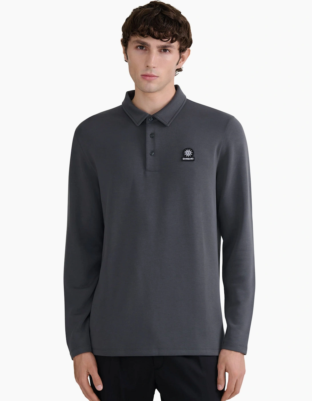 SANDBANKS MODAL LONG SLEEVE POLO | ANTRHACITE