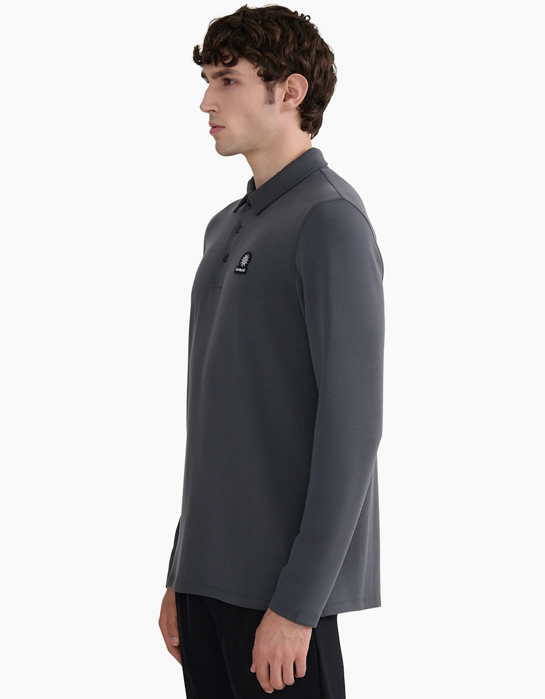 SANDBANKS MODAL LONG SLEEVE POLO | ANTRHACITE