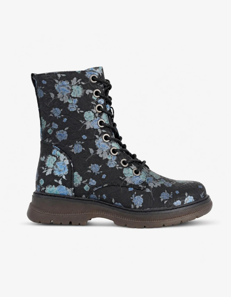 Cipriata ANNETTA Womens Ankle Boots Black/Blue Floral Matt