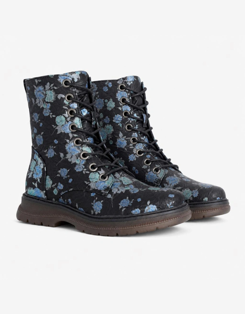 Cipriata ANNETTA Womens Ankle Boots Black/Blue Floral Matt