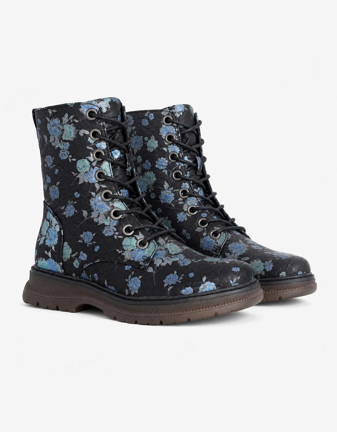 Cipriata ANNETTA Womens Ankle Boots Black/Blue Floral Matt