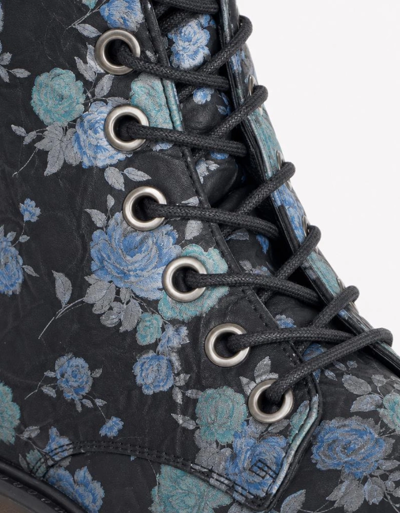Cipriata ANNETTA Womens Ankle Boots Black/Blue Floral Matt