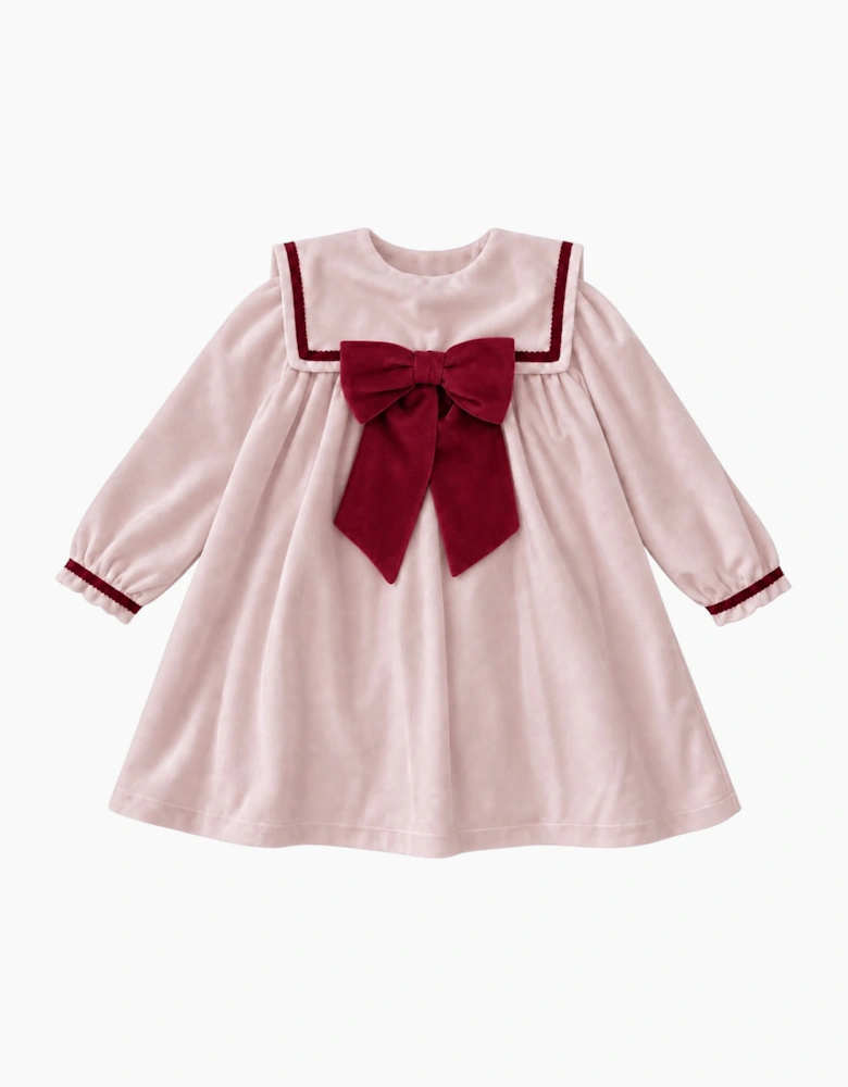 Girls Pink and Red Velour Dress