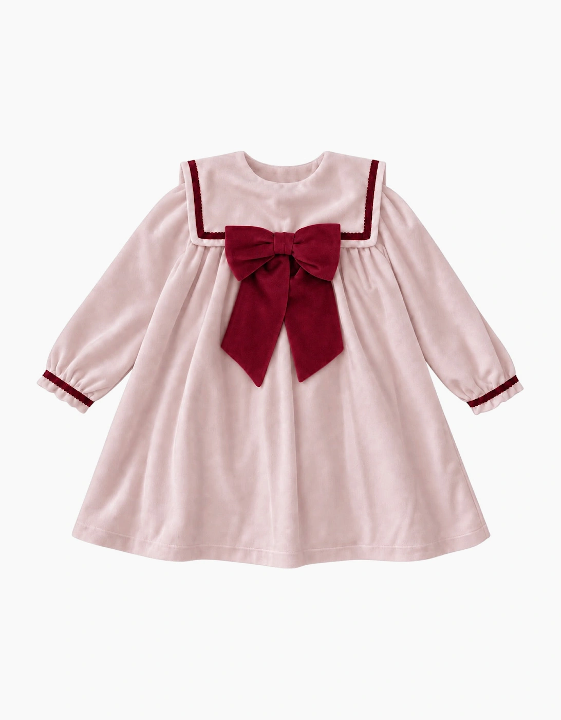 Girls Pink and Red Velour Dress