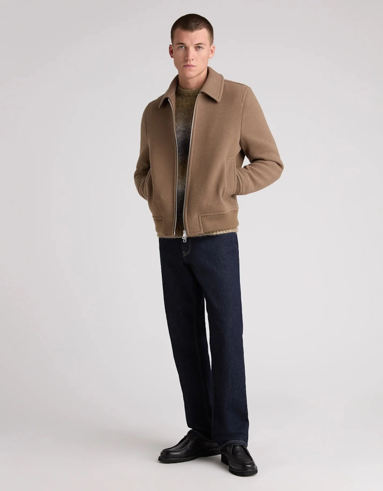 Remus Uomo Wool Rich Bomber Jacket STONE
