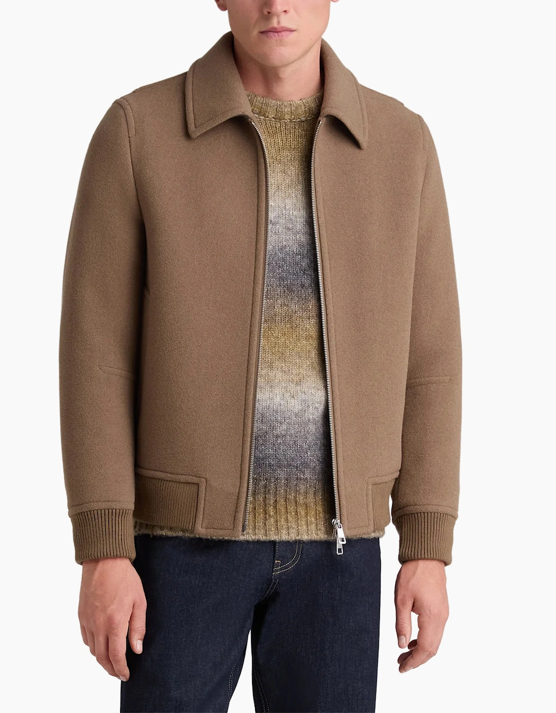 Remus Uomo Wool Rich Bomber Jacket STONE