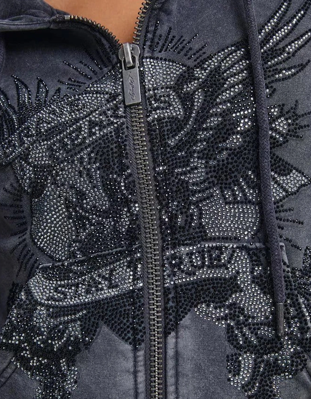 Ed Hardy Stay True Fitted Cropped Zip Women's Black Hoodie