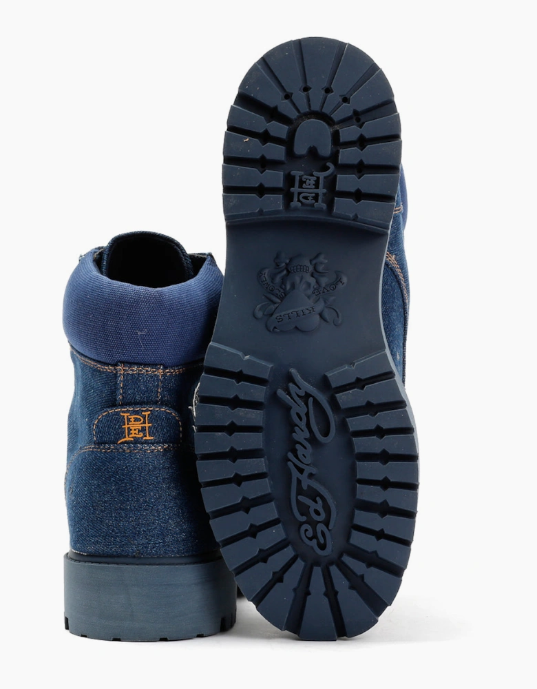 Ed Hardy Dancing Dragon Denim Men's Indigo Boots