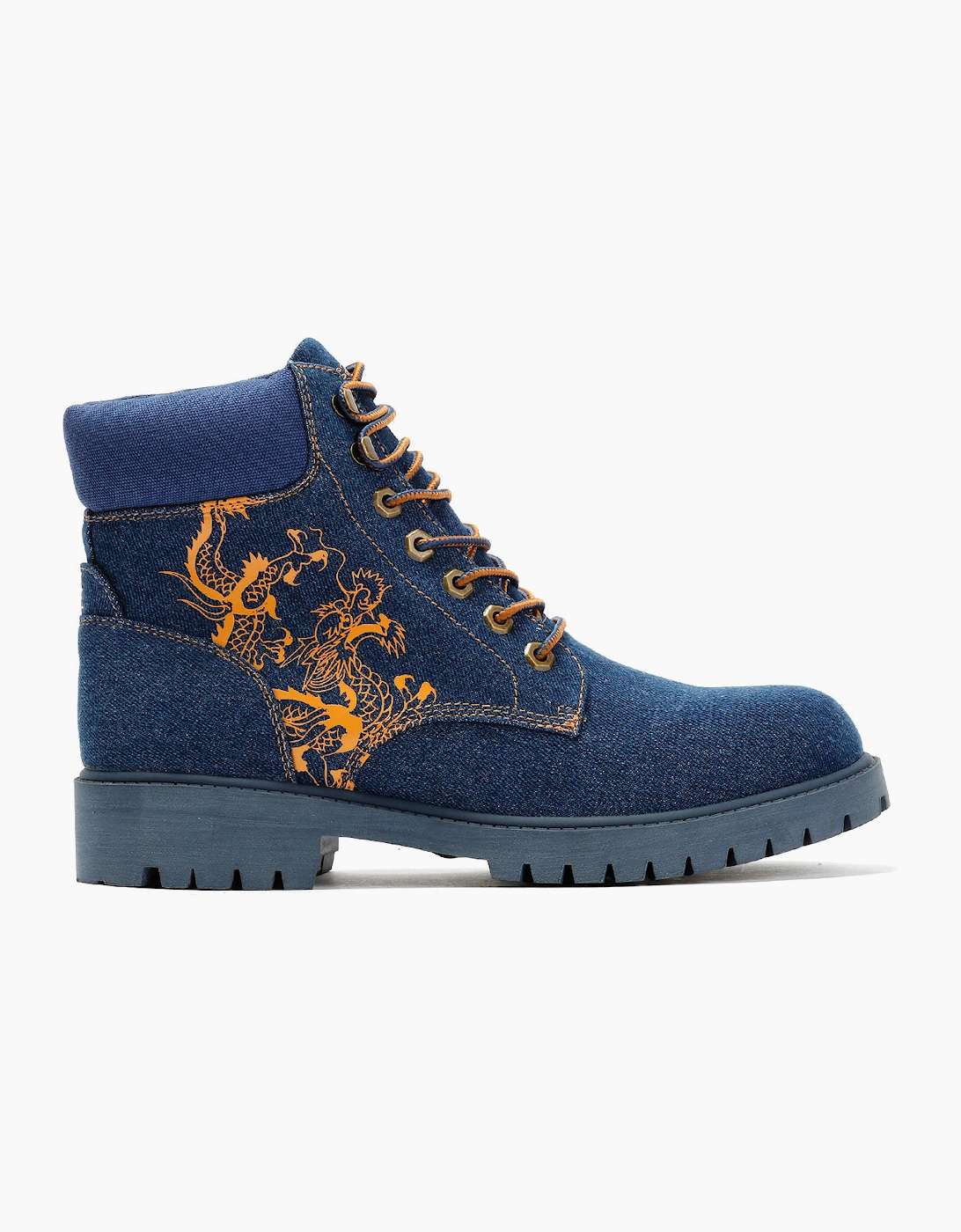 Ed Hardy Dancing Dragon Denim Men's Indigo Boots