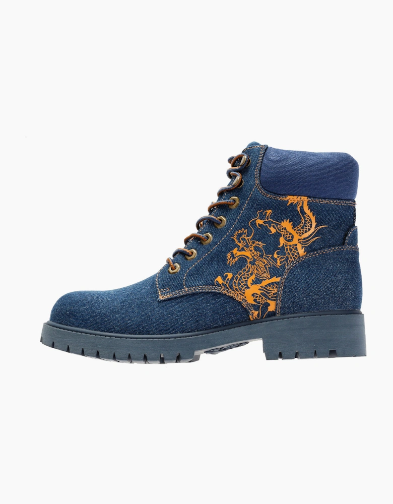 Ed Hardy Dancing Dragon Denim Men's Indigo Boots