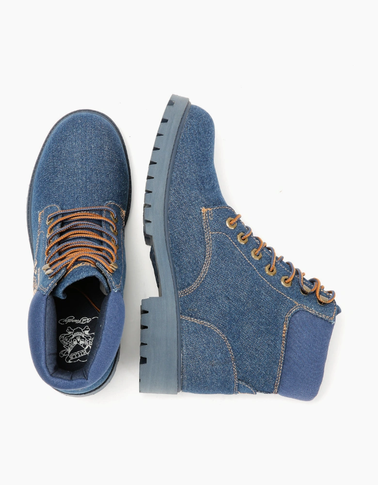 Ed Hardy Dancing Dragon Denim Men's Indigo Boots