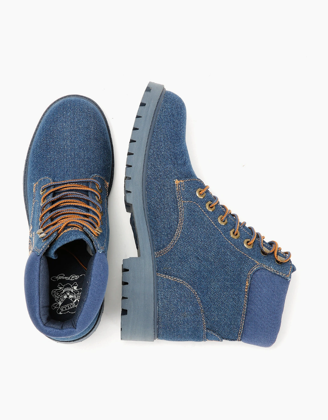 Ed Hardy Dancing Dragon Denim Men's Indigo Boots