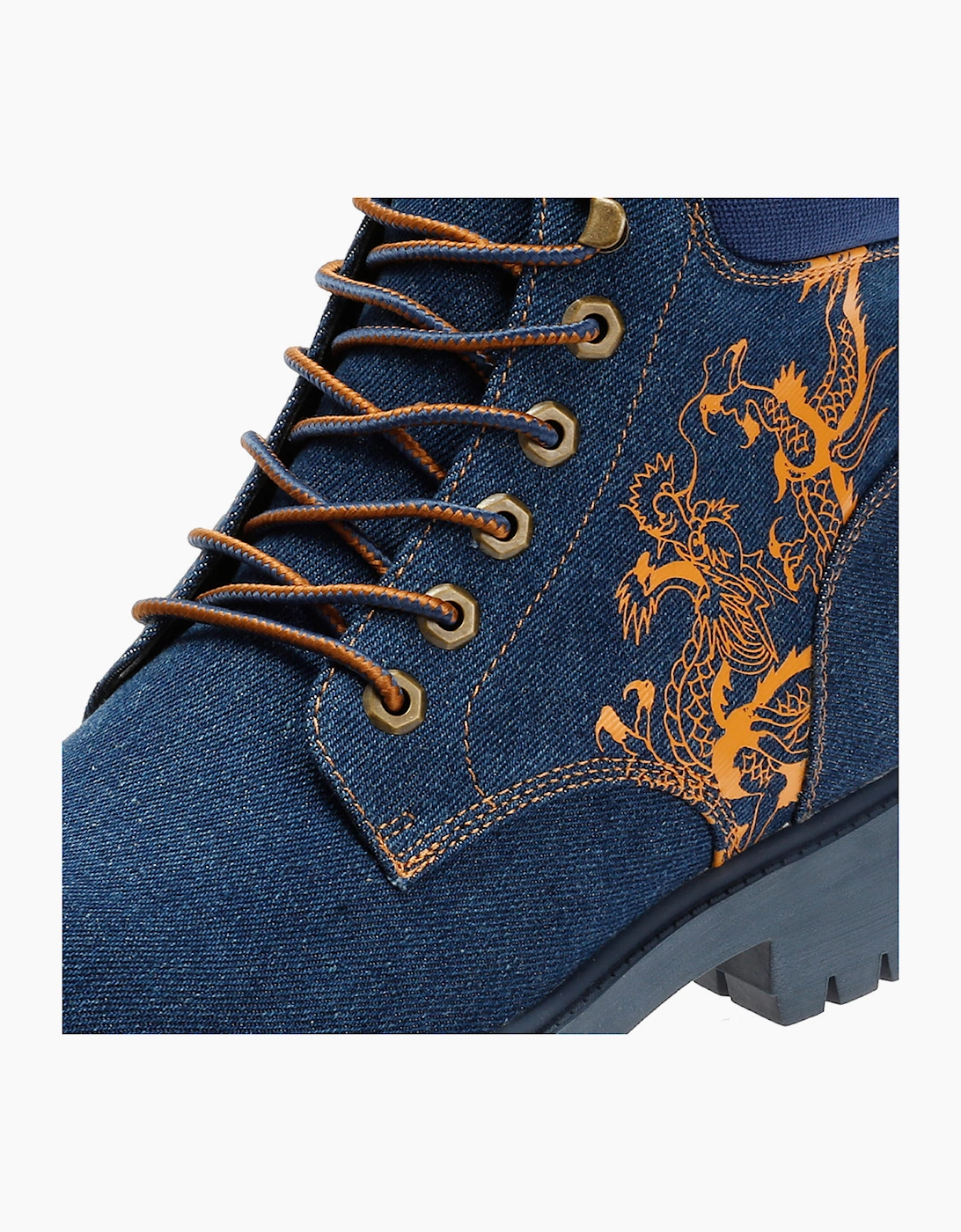 Ed Hardy Dancing Dragon Denim Men's Indigo Boots