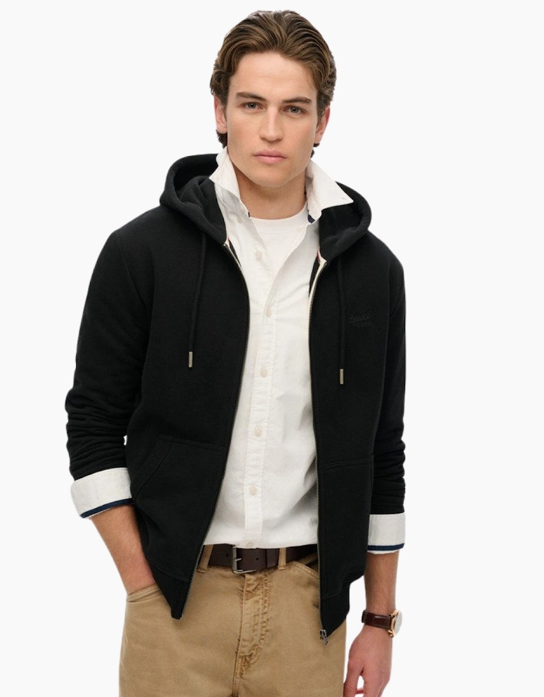 Men's Superdry Mens Essential Logo Full Zip Hoodie - Black - Size: 36