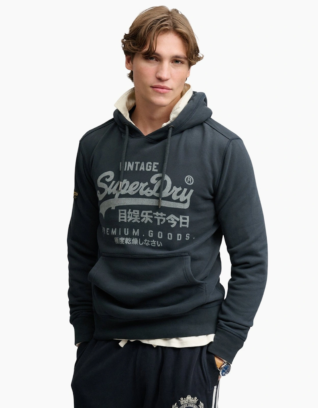 Superdry Men's Navy Vintage Logo Classic Hoodie - Size 40