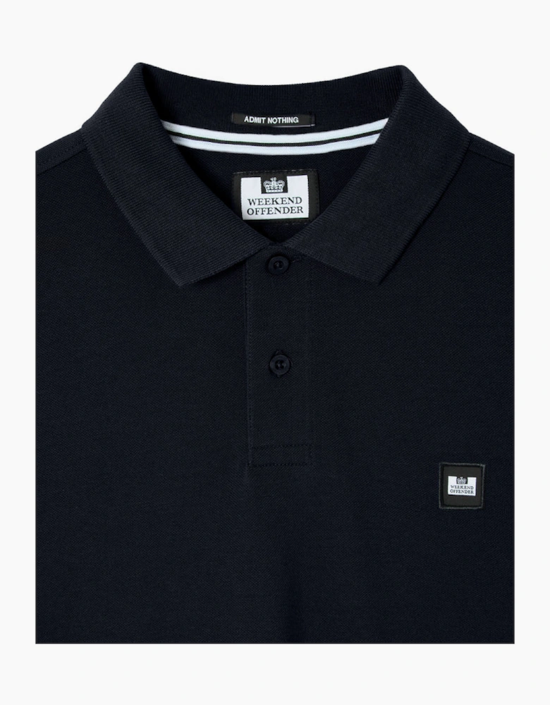 Weekend Offender Tunbridge Long Sleeve Polo Shirt - Navy Blue