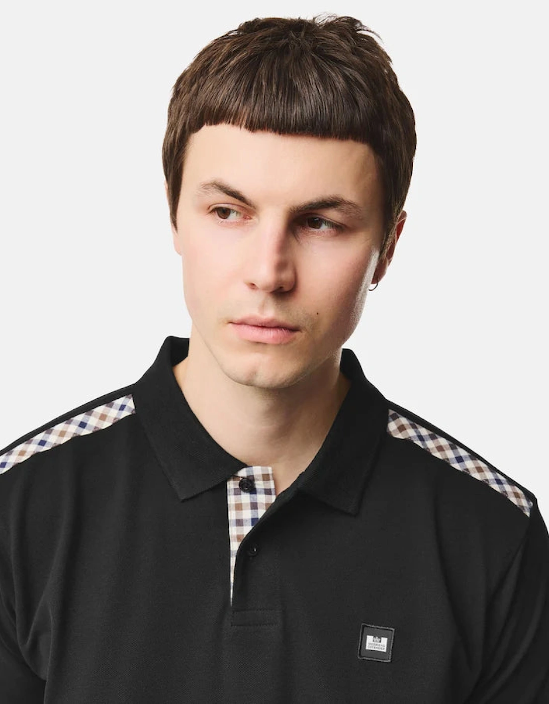 Weekend Offender Rowley Mid House Check Polo Shirt - Black