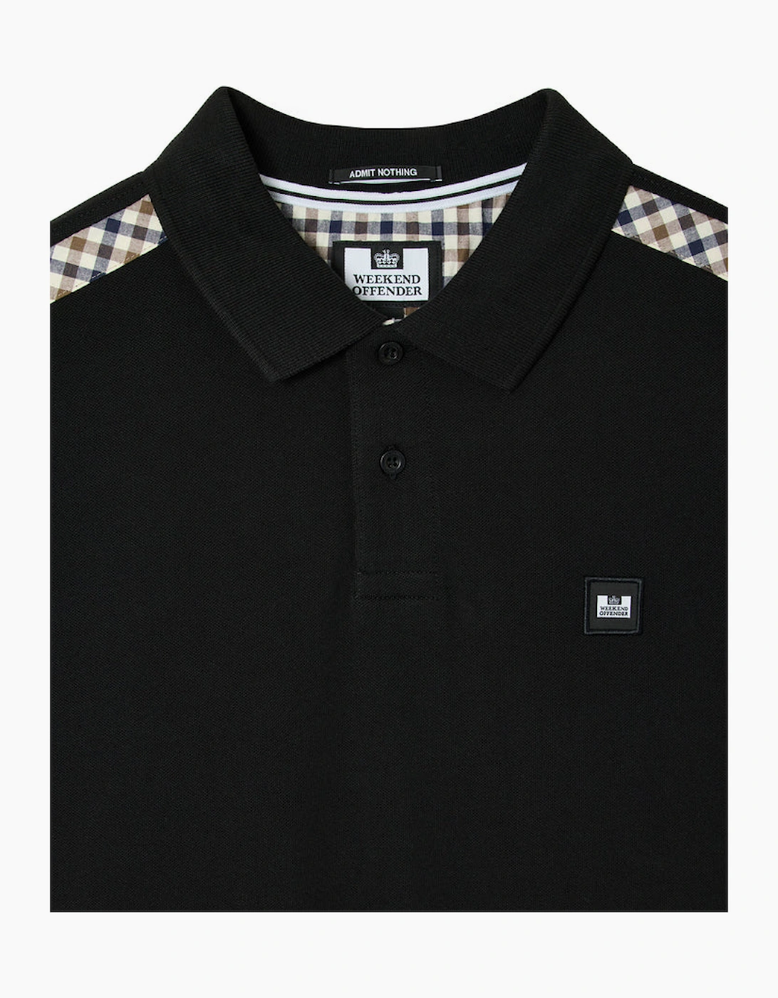 Weekend Offender Rowley Mid House Check Polo Shirt - Black