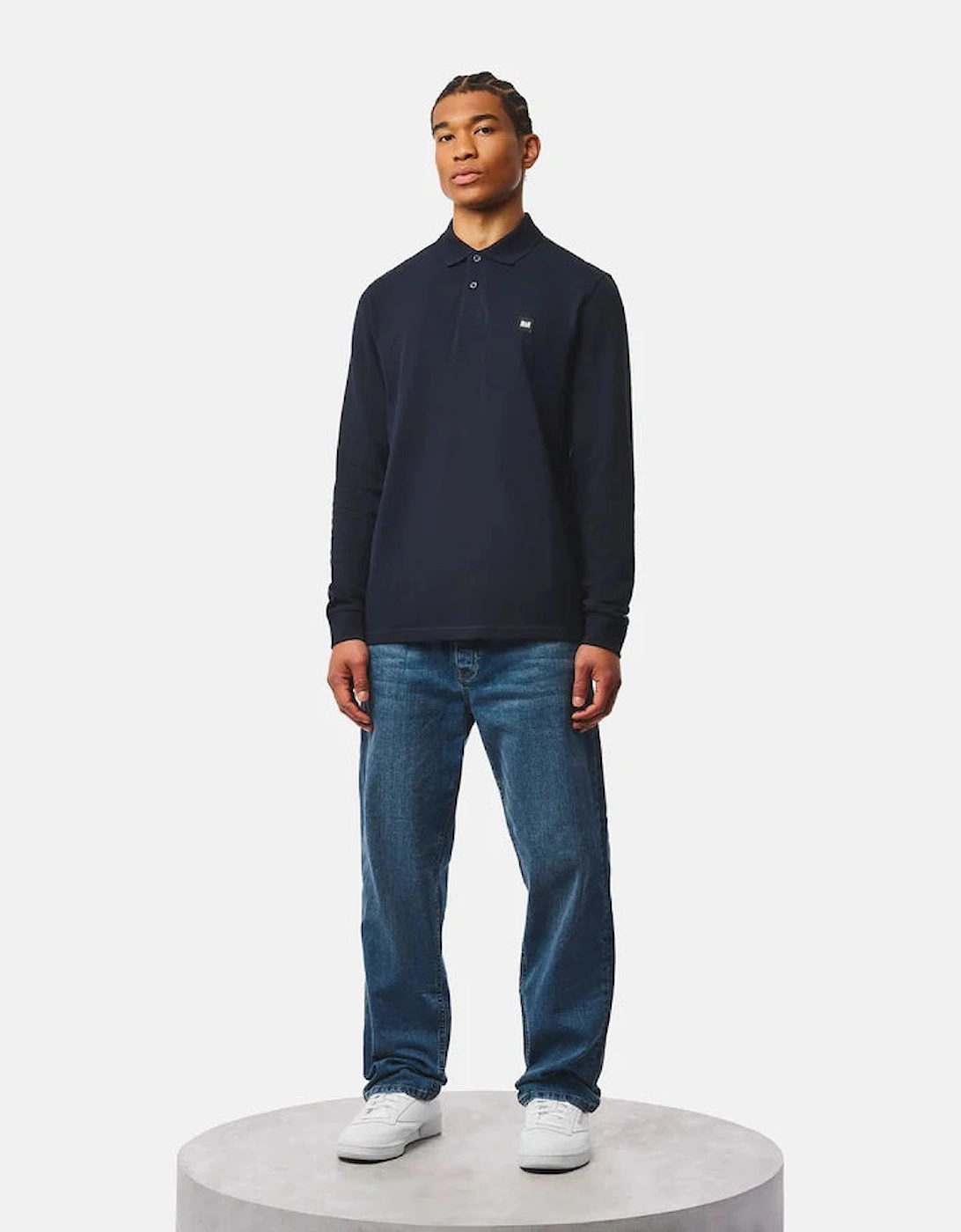 Weekend Offender Tunbridge Long Sleeve Polo Shirt - Navy Blue