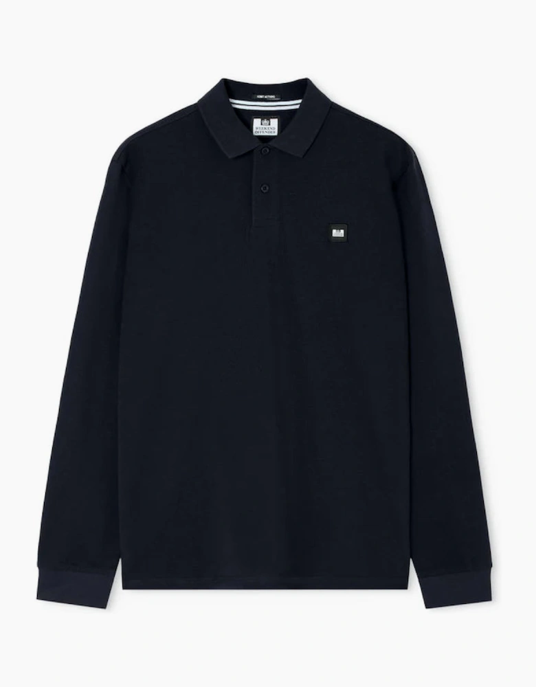 Weekend Offender Tunbridge Long Sleeve Polo Shirt - Navy Blue