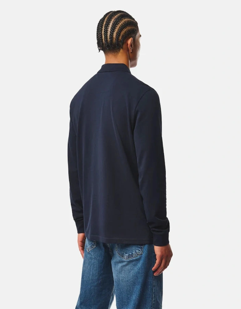 Weekend Offender Tunbridge Long Sleeve Polo Shirt - Navy Blue