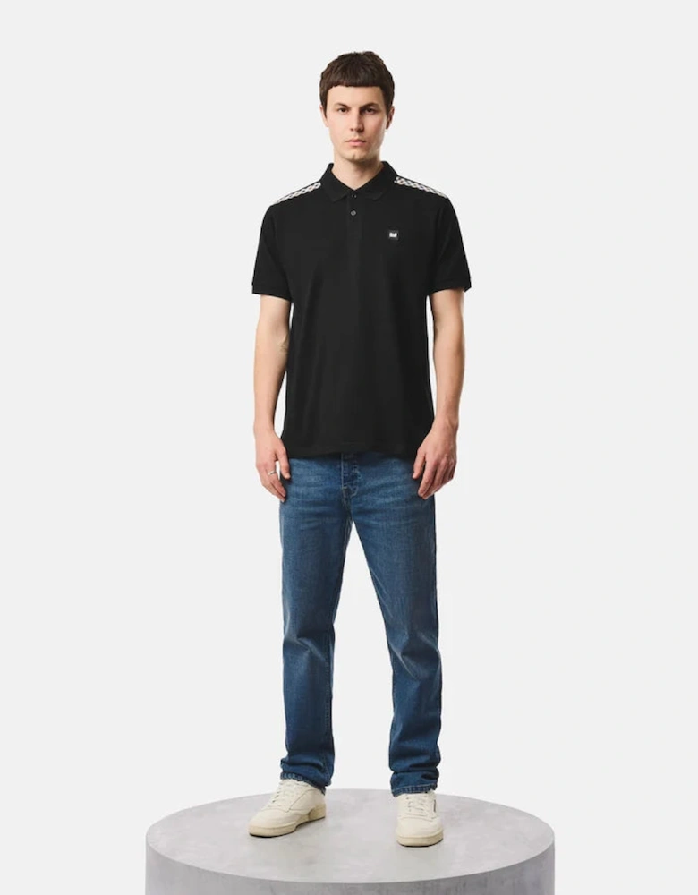 Weekend Offender Rowley Mid House Check Polo Shirt - Black